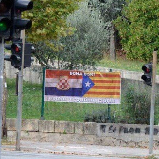 Uklonjen transparent podrške Kataloniji iz Mostara: Sretno, mi smo sljedeći