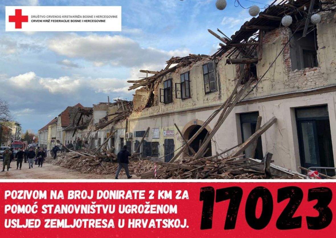 Crveni križ FBiH: Aktiviran humanitarni broj za pomoć građanima Hrvatske