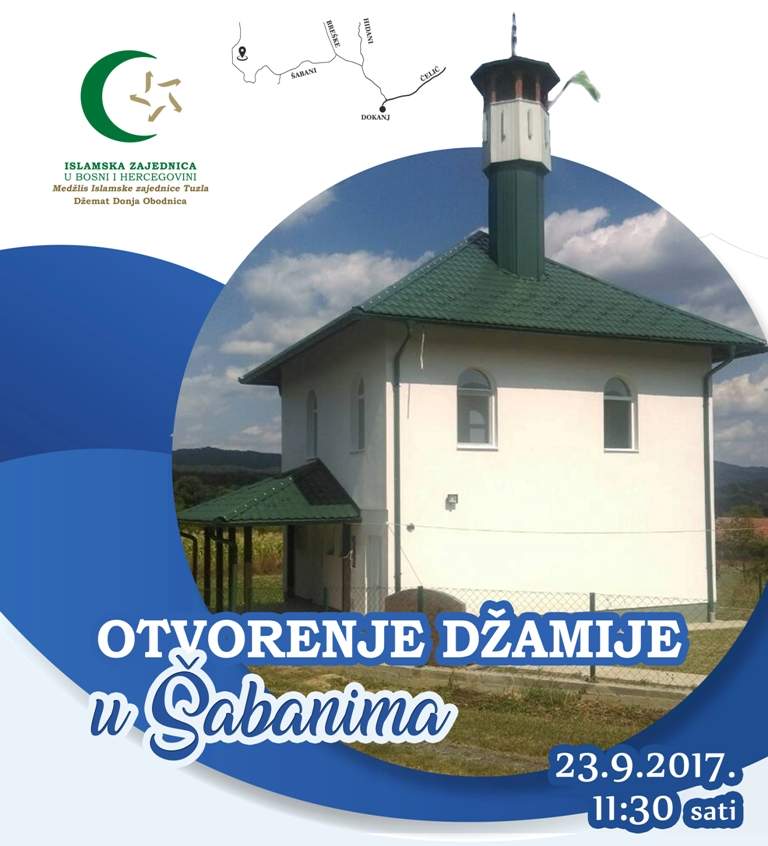 MIZ Tuzla | Donja Obodnica: Danas otvorenje džamije u Šabanima