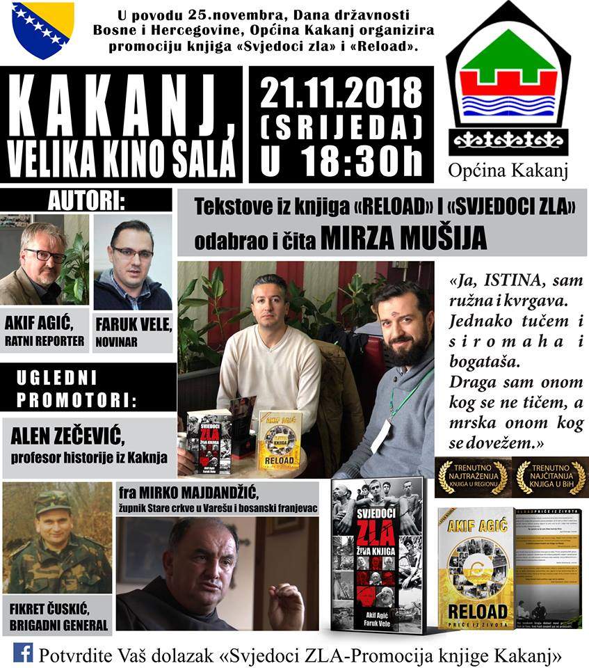 46446055_2016122165147674_1729620408551866368_n.jpg - Danas promocija knjiga “Svjedoci zla” i “Reload” u Kaknju